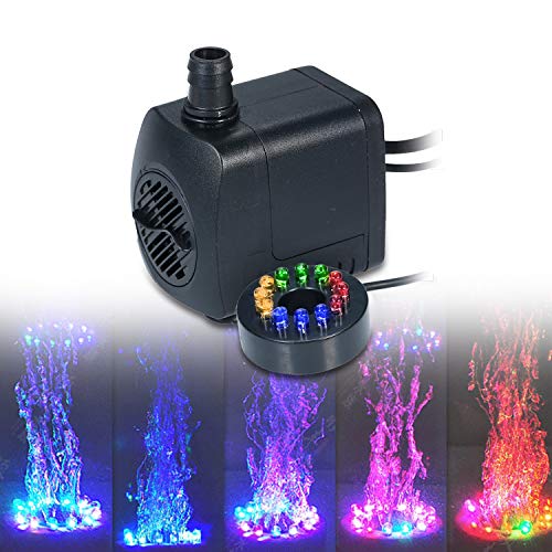 Water Fountain Pump, BlueAOQ LED Light Submersible Pump 800L/H Ultra-Quiet Aquarium Pond Tank Pool Water Fountain Pump AU Plug