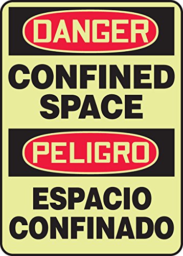 Panneau danger CONFINED space pour sécuriser les accès industriels sombres