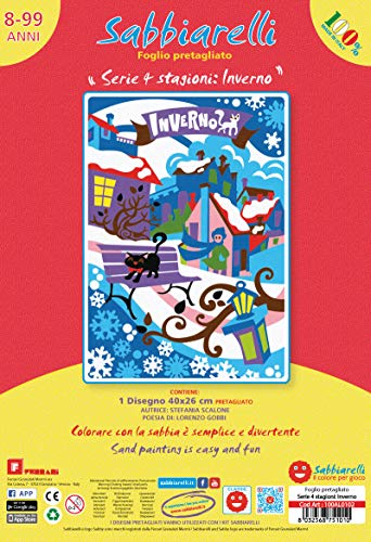 Sabbiarelli Sand-it for Fun - Poster Inverno: 1 Maxi Disegno Adesivo da Colorare con la Sabbia (Non Inclusa), Adatto per Adulti e Bambini, 26x40cm