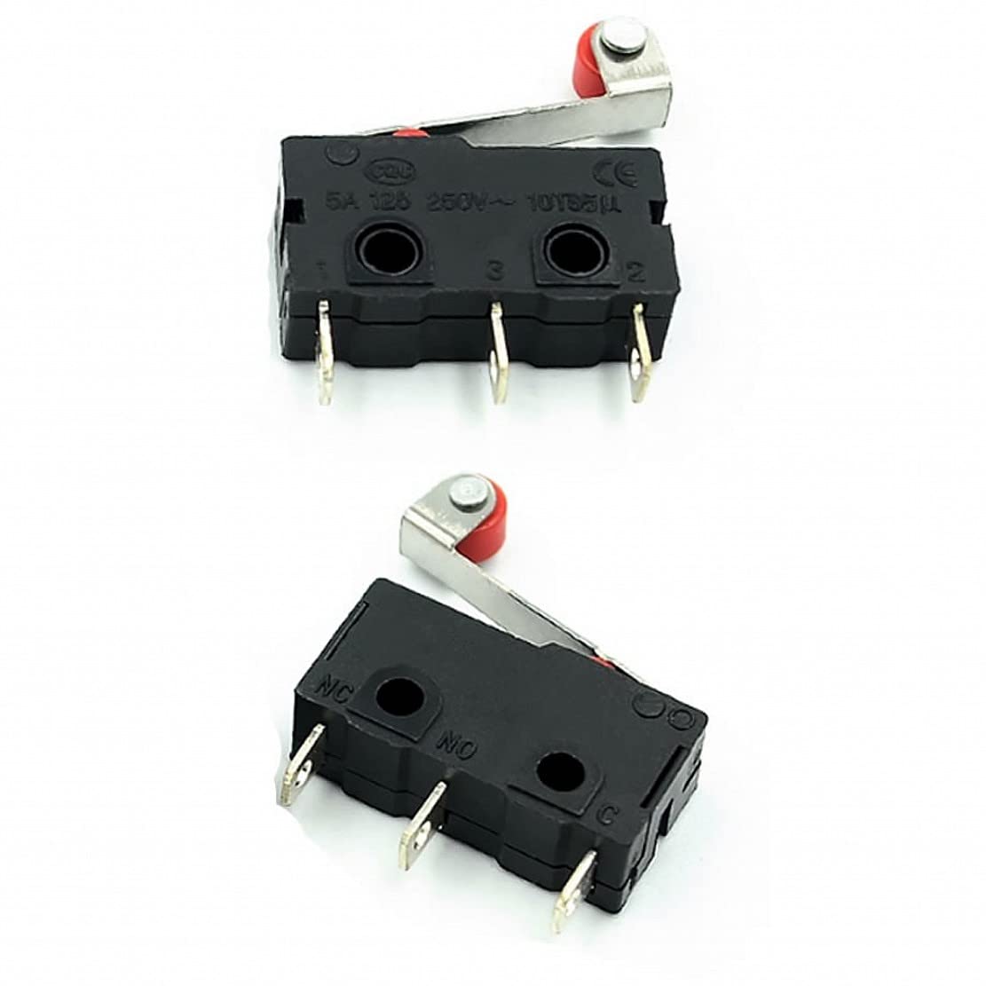 HiLetgo Lot De 10 Micro-interrupteurs KW12-3 AC 250 V 5 A SPDT 1NO 1NC Interrupteur De Fin De Course Normalement Ouvert Et Fermé Avec Bras à Levier à Rouleau Noir