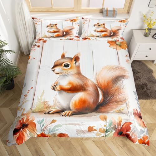 Homewish Eichhörnchen Bettwäsche 135x200 Kinder, Schönes Eichhörnchen...