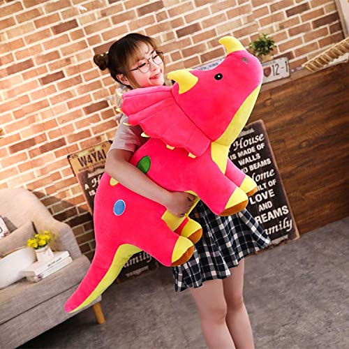 Simulazione Creativa Triceratopo Peluche Giocattolo Morbido Dinosauro Cuscino Bambola Animale Farcita Decorazione Della Casa Per I Bambini Regalo Di Compleanno 100 cm Rosa