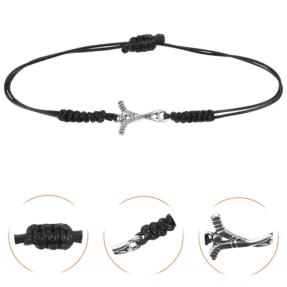 Supvox 2 pulseras tejidas de hockey, amuletos de hockey, pulsera para fanáticos del hockey, regalos de fiesta, joyas de hockey para niñas, pulsera de hockey sobre césped para aficionados al hockey