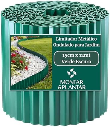 Limitador Metálico Ondulado para Jardim 15cm x 12mt Verde