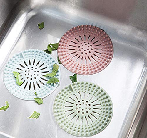 JRong 3 Piezas de Drenaje de Ducha Atrapador de Pelo Filtro de Fregadero de Silicona Antideslizante Cubierta de Drenaje de bañera Tapones Home Kitchen Accesorios (Colores al Azar)