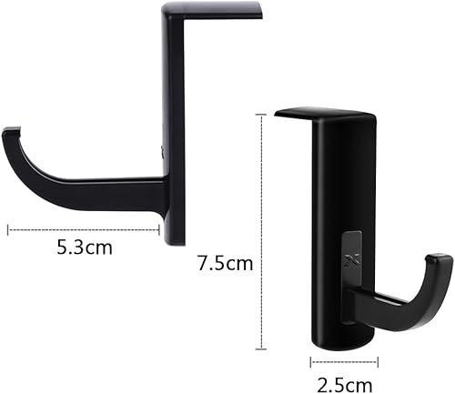 Miniatura 2 de Mudder Paquete de 4 ganchos para monitor para auriculares, soporte para auriculares, soporte adhesivo para auriculares, color negro
