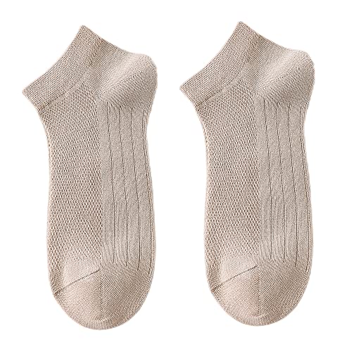Strcloud Mens Low Cut Athletic Socks Hidden Ultra-Thin Cotton Socks, Breathable And Comfortable Mens Sports Socks 5 Pairs (Khaki) #TOP1
