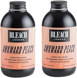 BLEACH LONDON Awkward Peach Semi-Permanent Hair Colour Cream (2 Pack) - Pastel Peachy Gold, Vegan, Cruelty Free, Temporary Hair Dye, 150 ml x 2
