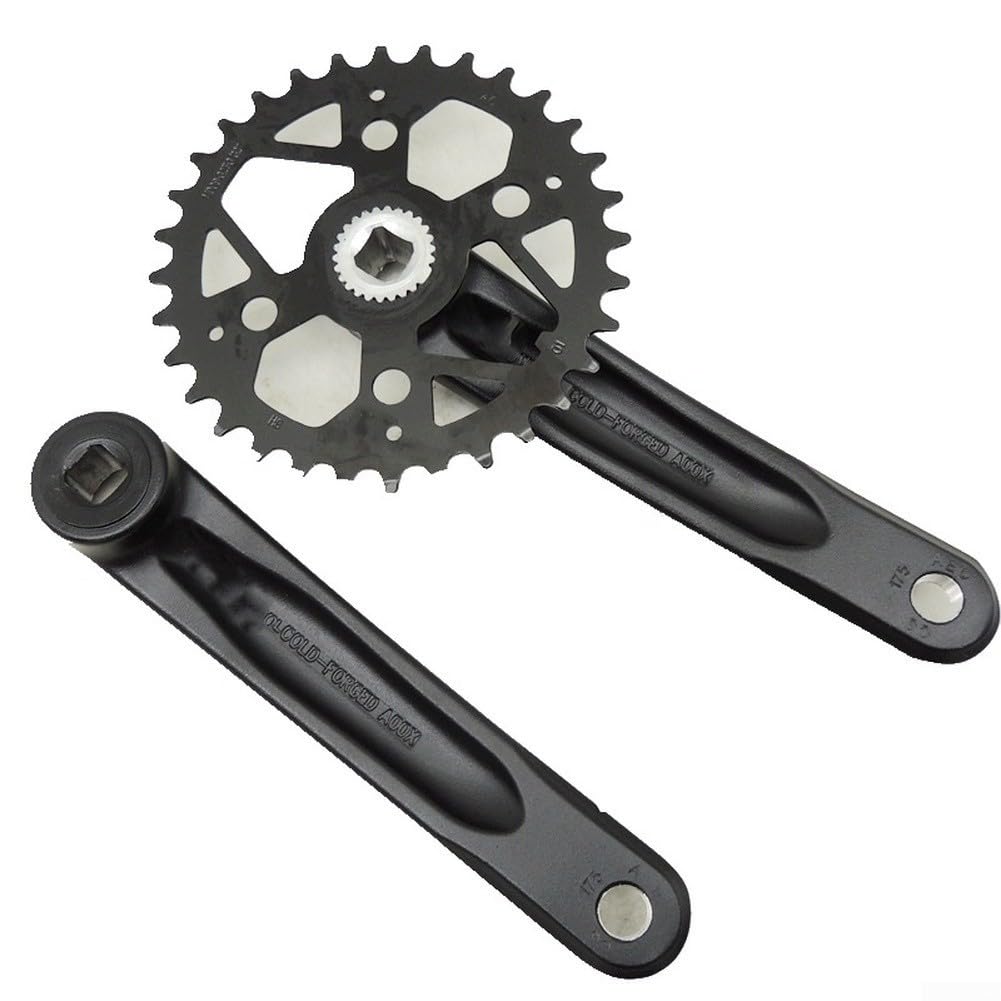 Yelvera 32T 175mm MTB Crankset, Mountain Bike Single Speed Crankset, Aluminum Alloy Square Taper Bicycle Crank