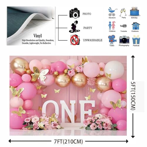Backdrop para primera fiesta de niña 7x5ft rojo miniatura 5