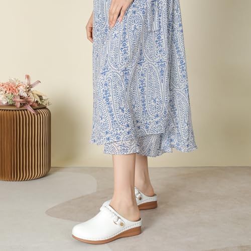 Image of Comfortable Clogs for Women Closed Toe Mules Slip On - Summer Casual Womens Clogs Mules Backless Arch Support Wedge Platform Sandals All-Day