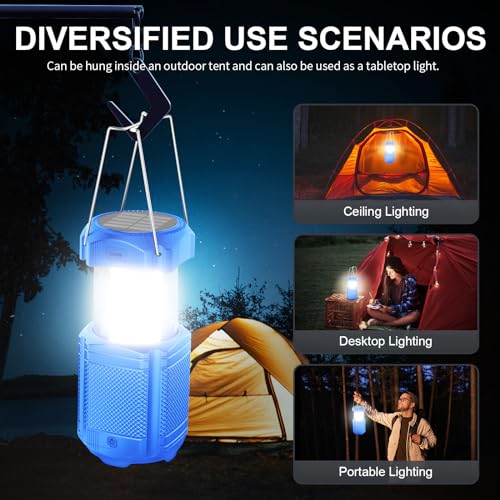 Lanterne de camping portable batterie rechargeable éclairage secours bleu - 5