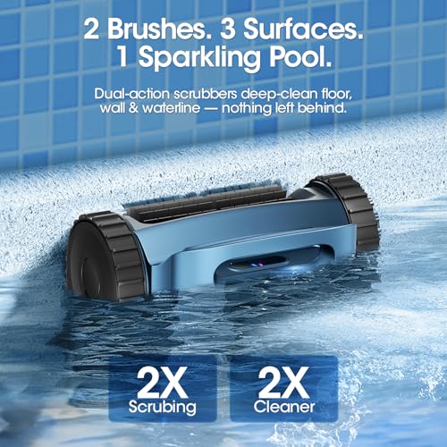 Image of Cordless Robotic Pool Vacuum with Smarter Navigation & Track Drive, Dual 180W Brushless Motors, Wall & Waterline Climbing, 150-Min Runtime, for Inground & Above-Ground Pools up to 2,150 Sq. Ft.