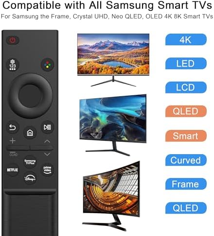 Replacement Samsung Smart TV Remote Control, BN59-01388A Compatible with All Samsung TVs, CU7000, DU7200, 2015-2026 Crystal UHD, Frame, QLED, OLED, Neo QLED Smart TVs