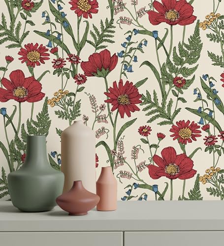 GAULAN 682379 - Vinyl Wallpaper Wildflowers with Daisies and Popp...