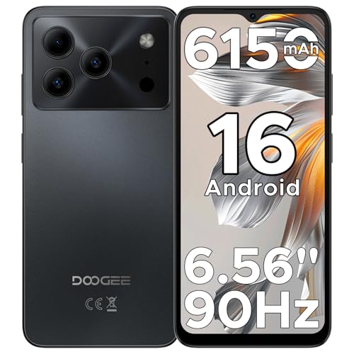 DOOGEE Note 56 Smartphone Android 16, 6150 mAh, 8.45 mm Ultrasottile, 6.56' HD + 90 Hz IPS, 24 GB + 64 GB/2 TB TF, 4G Telefono Cellular offerta Smartphone, Dual SIM/Octa Core/OTG/Face ID/GPS, Nero