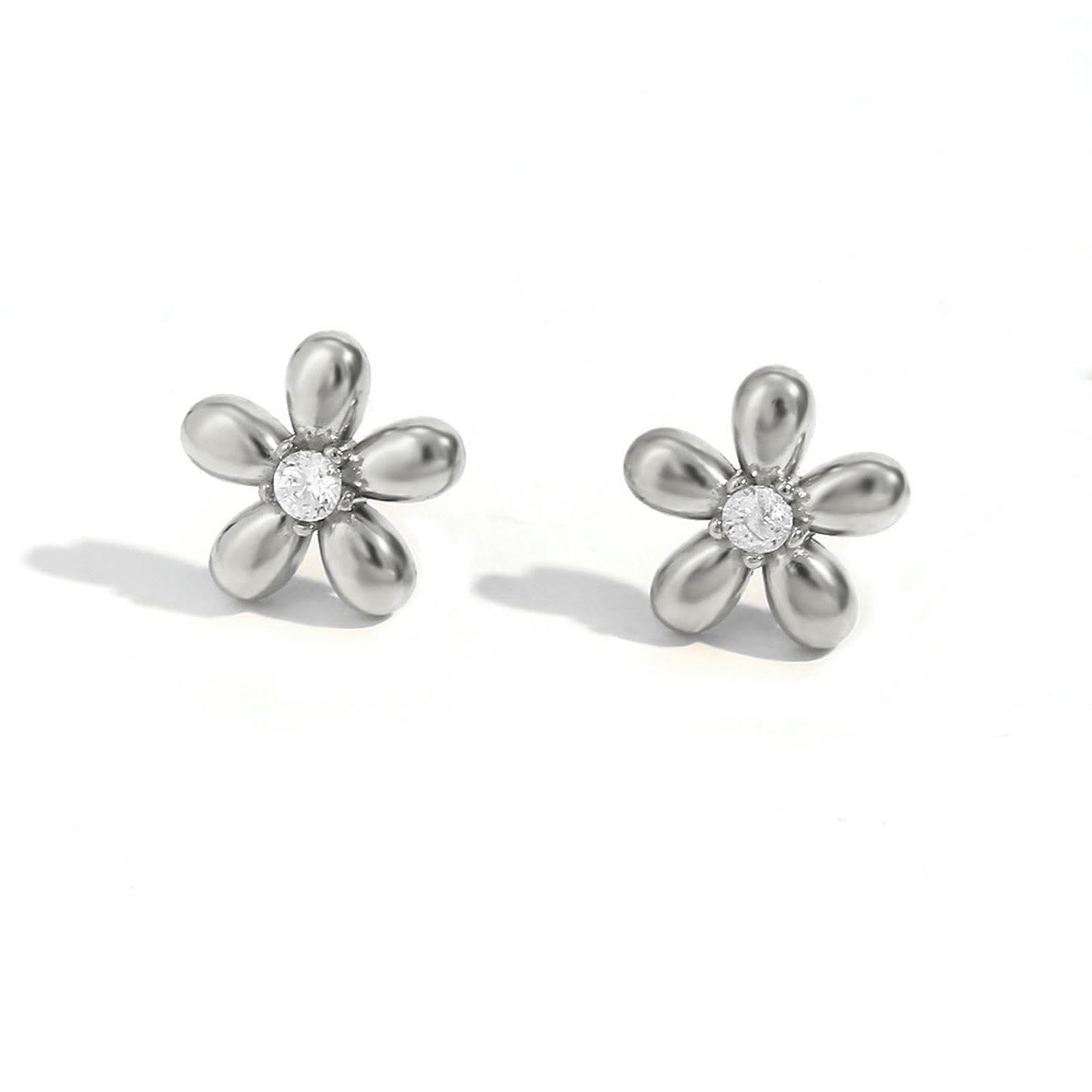 Edelstahl-Kronen-Ohrringe, 18 Karat vergoldet, Marquise-Kristall, Florale Ohrstecker, Elegantes Schmuckgeschenk für Frauen