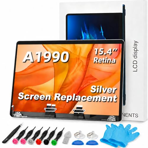 Image of A1990 Screen Replacement A1990 LCD for 15 inches MacBook 2018 2019 Year 2560x1600 Replacement LCD Full Assembly for EMC 3215 3359 Silver