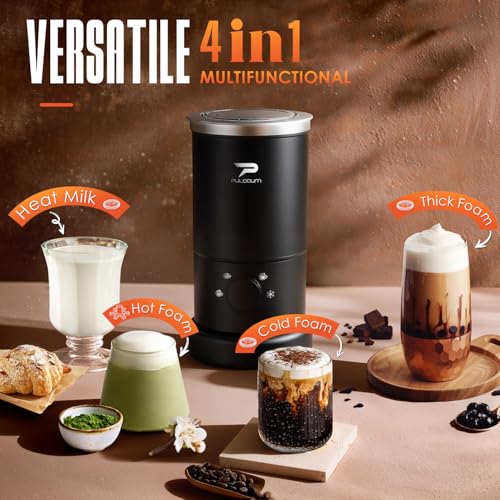 Electric Milk Frother and Steamer - 4-in-1 Automatic Coffee Steamer Frother with 10.5OZ (300ML) Capacity, Warm and Cold Foam Maker for Coffee, Latte, Cappuccino, Macchiato, and Hot Chocolate (Black) - Thumbnail 2