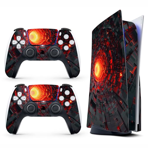 Skin Sticker for Game Console 5 Cover - Cyber Hole, Compatible with Both Disc Edition & Digital Edition (not Slim Ver) - 2 Controller Skins & Console Skin - No Bubble, Full Protection, Removable