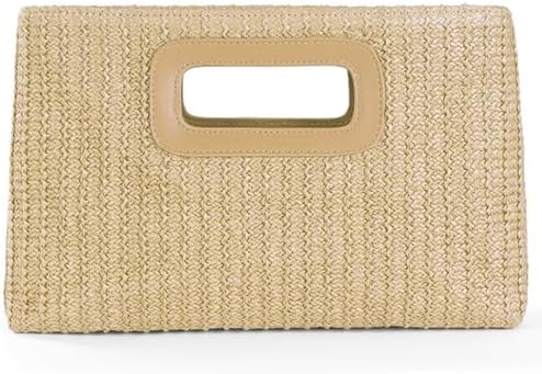 ATQCOL Straw Beach Clutch Purses for Women Summer Clutch Purse Beach Purse for Vacation Top Handle Evening Bag Wicker Purses