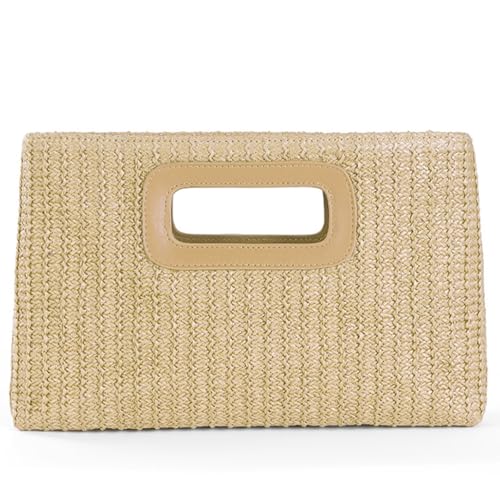 Crbeqabe Top Handle Straw Clutch Purses for Women Summer Evening Handbag Vacation Handbags Raffia Woven Beach Bags