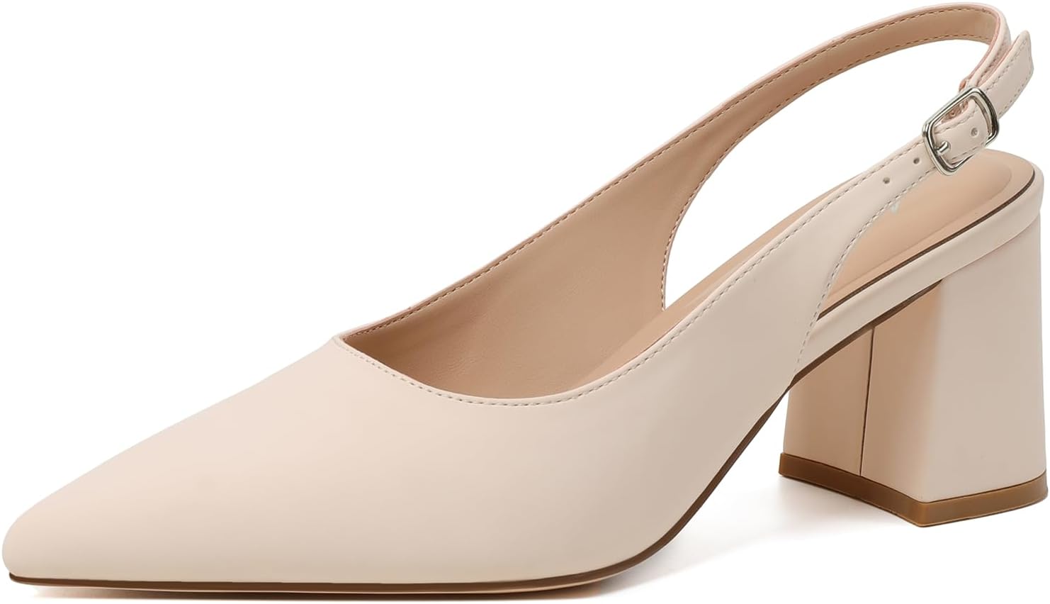 Mostrin Block Slingback Heels for Women Pointed Closed Toe Chunky Heels Office Work Shoes Women's Pumps for Business Casual