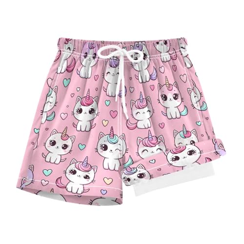 YANENDIE Boy Swim Trunks with Compression Liner Horse Kittens Boys Swim Shorts Quick Dry Beach Shorts
