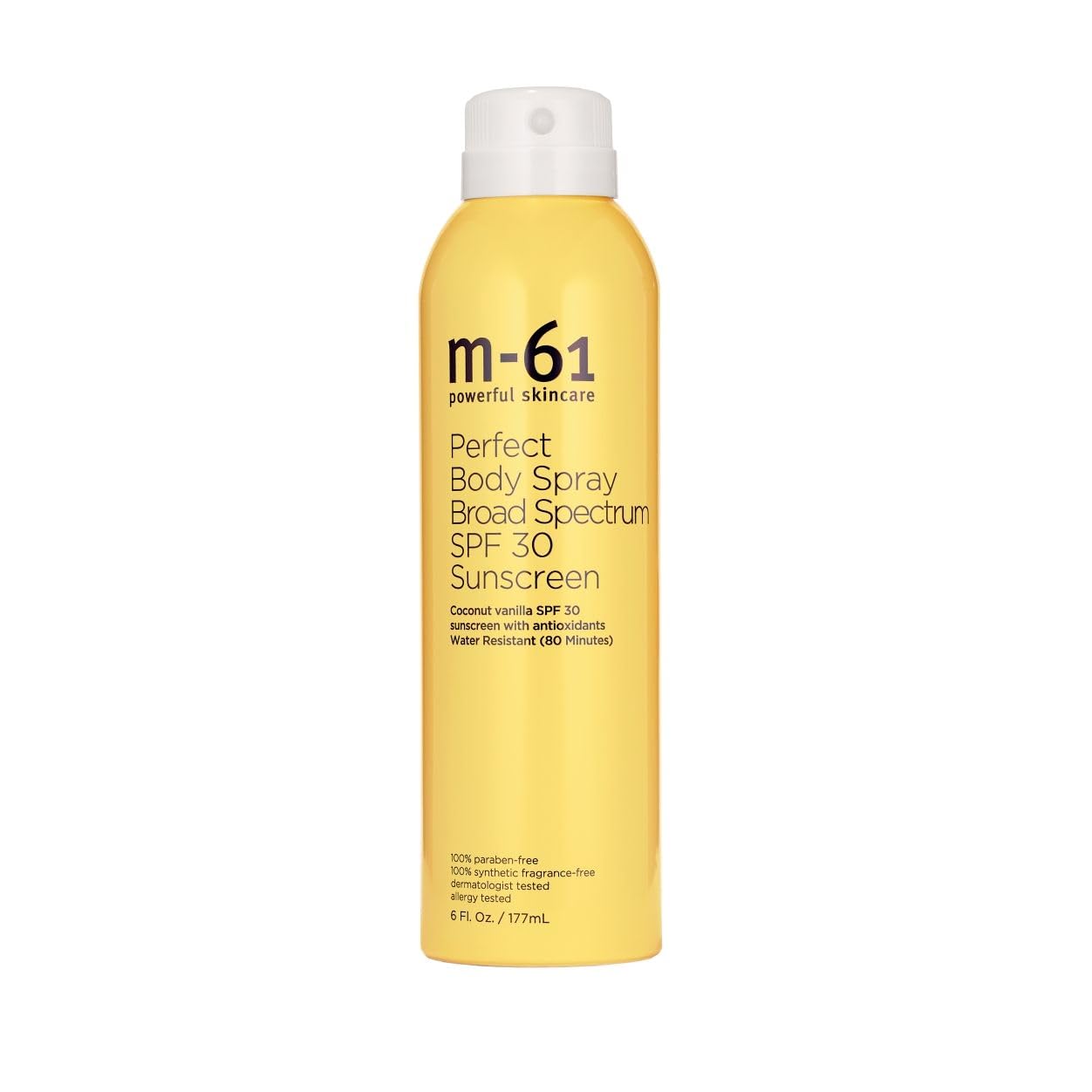 m-61 Body Spray Sunscreen SPF 30 | Non-Aerosol Continuous Sunscreen Spray, Coconut Vanilla Scented - 6 Fl Oz.