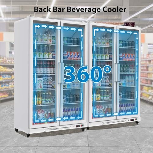 GarveeHome Commercial Refrigerator, Glass Door with LED Lighting - Upright Beverage Display Cooler for Home, Store, Gym, or Office, Featuring Double Swing Doors and 28.2 cu.ft