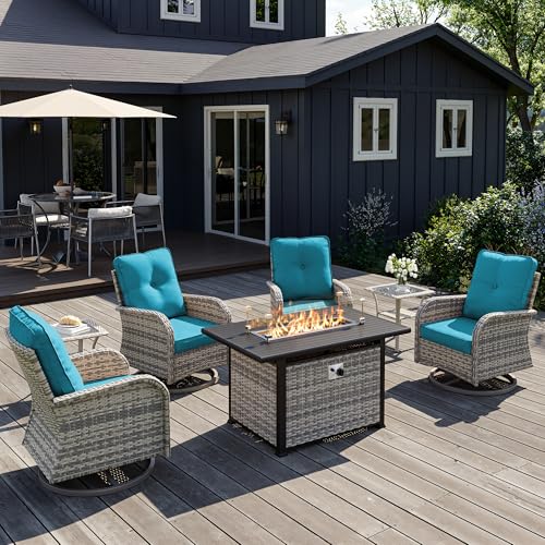 Swivel Rocking Set with 55,000 BTU Fire Pit