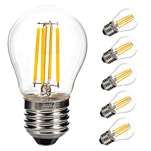 Leadleds G45 E27 Vintage Light Bulbs, 40W Equivalent Warm White LED Screw Bulb