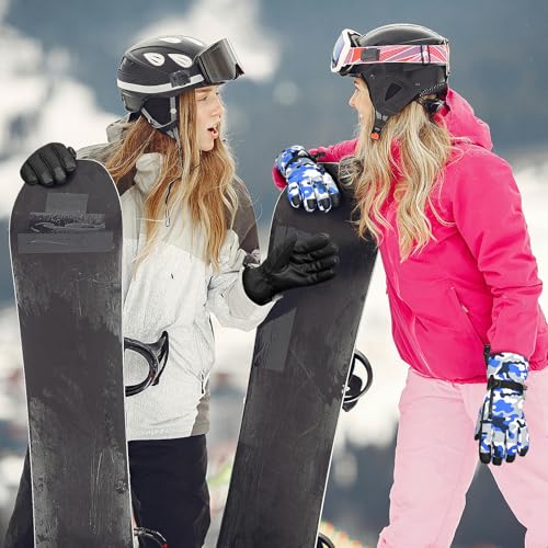 Image of Ski Gloves,Snow Gloves Waterproof Winter Warm Cold Weather Touchscreen Gloves for Parent& Child Kids Skiing,Snowboarding