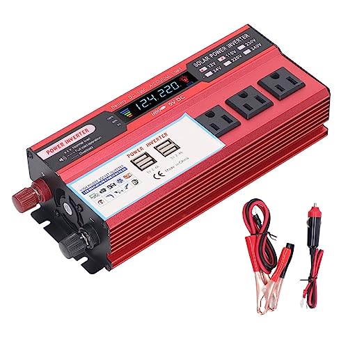 1500W Power Inverter 12v to 110v, DC to AC Converter with 3 AC Outlet, 1500 Watt 4 USB Ports Inverter with Cigarette Lighter Ports for Camping/Home/Emergency Power (24V)
