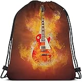 Beabes Guitar Drawstring Bags Backpack Bag with Cool Hipster Rock N Roll Music Grunge Art Sport Gym Sack for Men Women