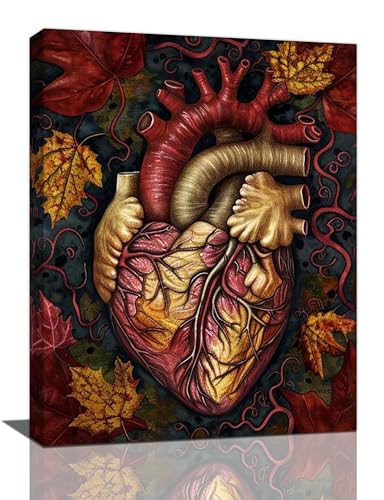 Heart Wall Art Human Heart Pictures Canvas Wall Decor Anatomy Aesthetic Painting Home Modern Artwork Decorations Framed for Nurse Office Bathroom Bedroom Living Room 16 x 20 inch