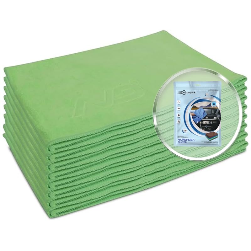 Image of Neodrift '400 GSM' Microfiber Cloth (Size - 40X60 Cm)(Set of 8 PC)(Colour - Green)(Ultra Soft Cleaning Cloth for Car, Bike - Polishing, Detailing, Highly Absorbent)