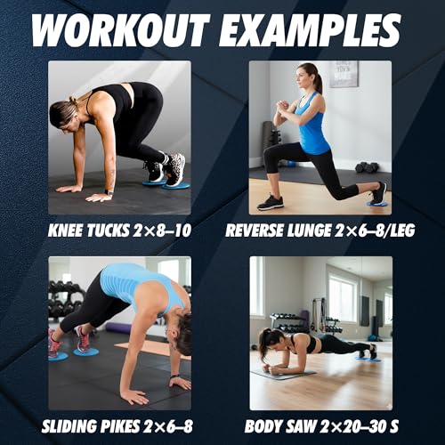 JSM FITNESS Gleitende Scheiben, Gleiter Pads für Übungen, Doppelseitige Slider Pads für Fitness-Übungen auf dem Boden, Glider Scheiben für Bauchtraining, Gliding Discs - 2 Stück