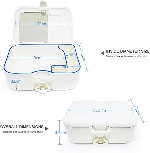 Miniatura 3 de Caja de almacenamiento de prótesis con espejo y cepillo de limpieza, caja de almacenamiento para dientes de ortodoncia, Caja de baño de dentadura,