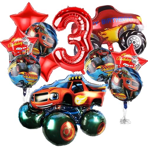 Ctxtqtdt 11 Pièces Decoration Anniversaire Monste Truck 3 Ans Garçon, Blaz et Les Monste Machins...