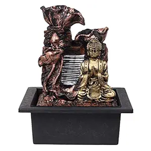 RIDGEWOOD-RW Buddha Water Fountain for Home Decor | Decorative SHOWPIECE | Buddha Fountain | House Warming Gift Multicolour (Pack of 1)