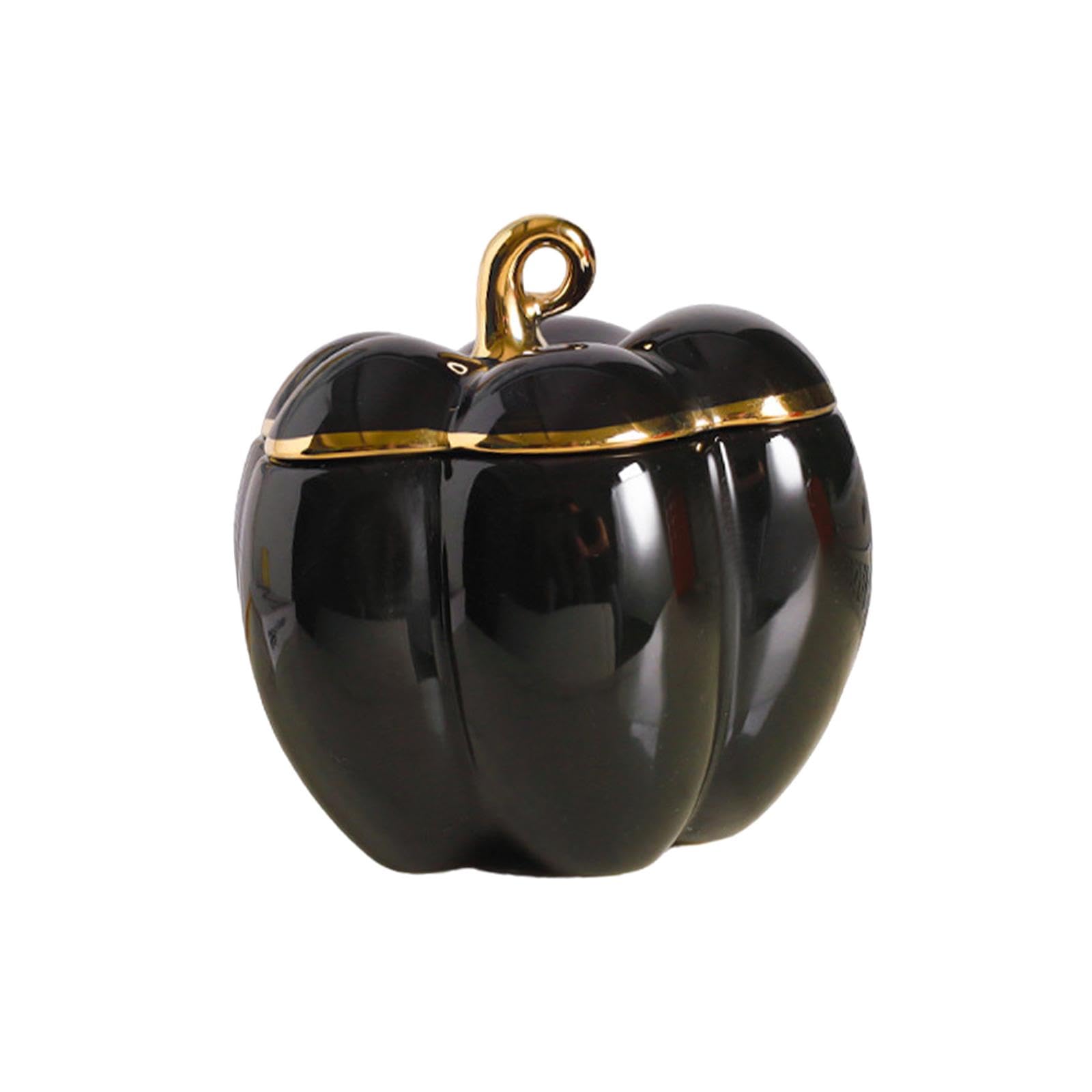 Fancyes Ceramic Jar Table Ornament Candy Bowl Coffee Sugar Container Light Luxury Ceramic Candy Jar for Spice Seasoning Snacks Coffee, Black