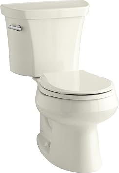 KOHLER Wellworth Two-Piece Round-Front 1.6 GPF Toilet with Class Five Flush Technology and Left-Hand Trip Lever, Biscuit