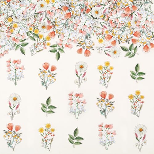 Image of 200 Pcs Wildflower Confetti for Girls, Wild Flower Paper Table Scatters, Pink Floral Flowers Table Decorations for Birthday Wedding Bridal Baby Shower Party Supplies