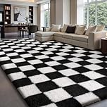 Treeboy Rugs Living Room 140x200cm,Black and White Checkered Area Rug for Bedroom,Washable Anti Slip Extra Large Shaggy Rug Soft Fluffy Rug Fuzzy Carpet for Kids Room Nursery,Dorm Home Decor