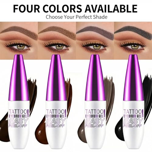 JIMYAUQIN Peel Off Tattoo Brow Tint Gel - 2pcs Brown Eyebrow Kit, Waterproof, Transfer-Proof & Sweatproof, Quick Peel Formula for Natural Fuller Brows, for Women All Skin Types