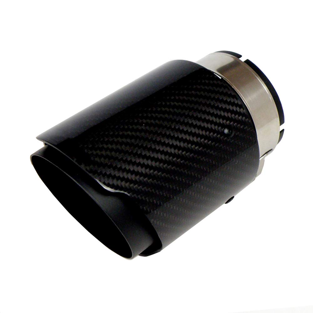 Cola De Escape Coche Tarjeta de control carbono con sarga brillante Punta escape punta acero inoxidable recubierto Tubería cola(In 89mm Out 101mm)