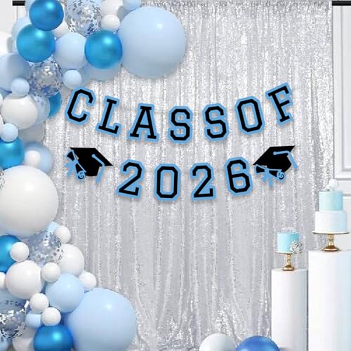 Image of Class of 2026 Graduation Banner University College Grad Garlands Decoration Party Supplies High School Colors Light Blue