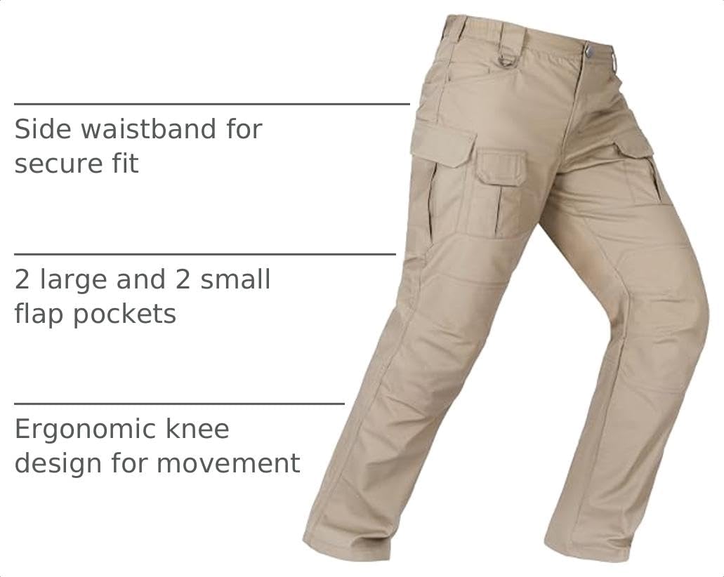Men's Tactical Pants Water Resistant Stretch Cargo Ripstop Pants Lightweight Breathable Outdoor Work Hiking Pants