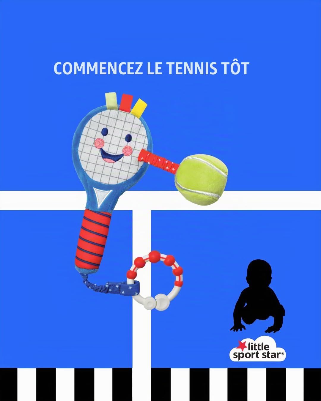 Little Sport Star Raquette de tennis pour bébé, jouet de sport sensoriel pour bébés et tout-petits, cadeau pour nouveau-né et bébé, jouet original British Sports pour bébé, première raquette de tennis